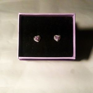 Sterling Silver and Amethyst Heart Shaped Studs